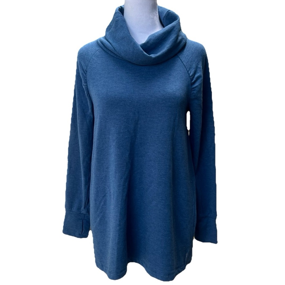 Aventura‎ Sustainable Cotton Blue Mock Neck Sweater Tunic XS Lagenlook Baggy